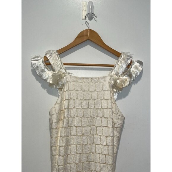 Alexis 'Jasmine Paneled Tas-sel Trim Shift Dress' Size XS Womens - White - Picture 5 of 10